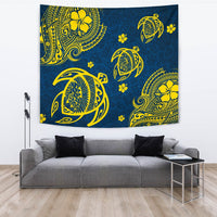 Hawaii Turtle Polynesian Tapestry - Kala Style Wall Tapestry 150cm*150cm Blue - Polynesian Pride