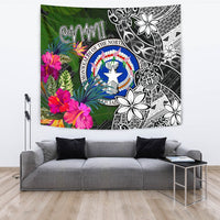 Northern Mariana Islands Tapestry - Turtle Plumeria Banana Leaf - Polynesian Pride