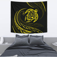 Hawaii Turtle Tapestry - Yellow - Frida Style Wall Tapestry 130cm*150cm Black - Polynesian Pride