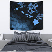 Hawaii Hibiscus Map Polynesian Ancient Blue Tribal Tapestry - Polynesian Pride