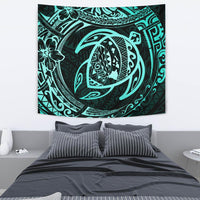 Hawaiian Turtle Polynesian Tapestry Wall Tapestry Medium 80" x 68" Black - Polynesian Pride