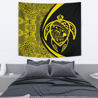 Hawaii Turtle Map Polynesian Tapestry - Yellow - Circle Style Wall Tapestry Yellow - Polynesian Pride