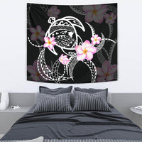 Hawaii Turtle Swim Poly Tapestry Wall Tapestry Medium 80" x 68" Black - Polynesian Pride