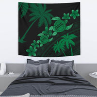 Hawaii Turtle Plumeria Coconut Tree Polynesian Tapestry - Turquoise Wall Tapestry Green - Polynesian Pride