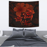 Hawaii Turtle Ohana Hibiscus Poly Tapestry - Orange Wall Tapestry 130cm*150cm Orange - Polynesian Pride