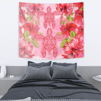 Hawaii Turtle Hibiscus Tapestry - Pink Style Wall Tapestry Pink - Polynesian Pride