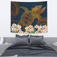Hawaii Turtle Plumeria Polynesian Kanaka Map - Blue Style - Tapestry AH - Polynesian Pride