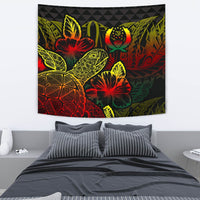 Pohnpei Tapestry - Turtle Hibiscus Pattern Reggae Wall Tapestry Medium 80" x 68" Reggae - Polynesian Pride