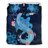 Tahiti Duvet Cover Set - Blue Turtle Hibiscus - Polynesian Pride