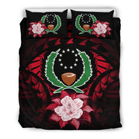 Pohnpei Duvet Cover Set - Pohnpei Flag & Red Hibiscus - Polynesian Pride