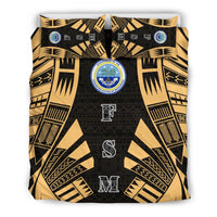 Federated States of Micronesia Duvet Cover Set - Polynesian Tattoo Gold - Polynesian Pride