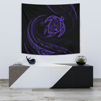 Hawaii Turtle Tapestry - Purple - Frida Style Wall Tapestry 75cm*90cm Black - Polynesian Pride