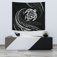 Hawaii Turtle Tapestry - White - Frida Style Wall Tapestry 75cm*90cm Black - Polynesian Pride