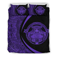Hawaiian Madame Pele Kanaka Plumeria Polynesian Bedding Set Circle Style Purple Purple - Polynesian Pride