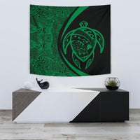 Hawaii Turtle Map Polynesian Tapestry - Green - Circle Style Wall Tapestry Small 60" x 51" Green - Polynesian Pride