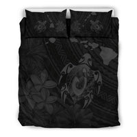 Hawaiian Map Turtle Plumeria Hibiscus Fish Hook Polynesian Bedding Set Grey Grey - Polynesian Pride