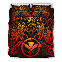 Polynesian Hawaii Duvet Cover Set - Red Turtle Manta Ray - Polynesian Pride