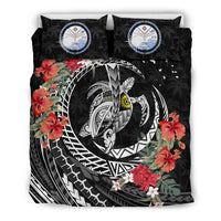 Polynesian Duvet Cover Set - Marshall Islands Bedding Set Polynesia Map Turtle Hibiscus - Polynesian Pride