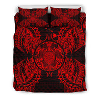 Polynesian Bedding Set - Hawaii Turtle Duvet Cover Set Map Red - Polynesian Pride