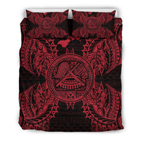 Polynesian Bedding Set - American Samoa Duvet Cover Set Map Red - Polynesian Pride