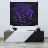 Hawaii Turtle Ohana Hibiscus Poly Tapestry - Purple Wall Tapestry Small 60" x 51" Purple - Polynesian Pride