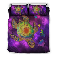 Hawaii Map Turtle Galaxy Bedding Set - AH - Purple Purple - Polynesian Pride