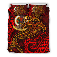 Vanuatu Polynesian Bedding Set - Red Shark Polynesian Tattoo - Polynesian Pride