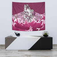 Maori Manaia The Blue Sea Tapestry, Pink Wall Tapestry Small 60" x 51" Pink - Polynesian Pride
