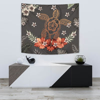Hawaii Turtle Polynesian Hibiscus Kanaka Style Tropical - Tapestry AH Wall Tapestry 75cm*90cm Gray - Polynesian Pride