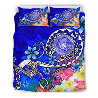 American Samoa Polynesian Bedding Set - Turtle Plumeria (Blue) - Polynesian Pride