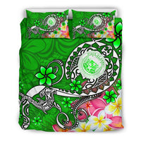 Hawaii Polynesian Bedding Set - Hawaii Seal With Turtle Plumeria (Green) - Polynesian Pride
