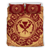 Hawaii Map Classic Floral Bedding Set Red Art - Polynesian Pride