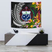 Samoa Tapestrys - Custom Personalised Seal Spiral Polynesian Patterns Wall Tapestry - Samoa Small 60" x 51" Black - Polynesian Pride