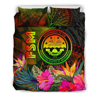 Federated States of Micronesia Polynesian Bedding Set - Hibiscus and Banana Leaves - Polynesian Pride