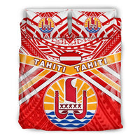 Tahiti Rugby Bedding Set Polynesian Coat Of Arms and Flag - Polynesian Pride