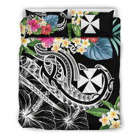 Wallis and Futuna Polynesian Bedding Set - Summer Plumeria (Black) - Polynesian Pride