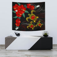 Hawaii Turtle Hibiscus Polynesian Tapestry - Adela Style - AH Wall Tapestry 75cm*90cm Black - Polynesian Pride