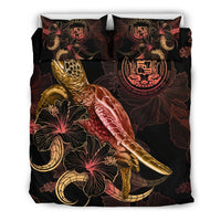 Hawaii Polynesian Bedding Set - Turtle With Blooming Hibiscus Gold - Polynesian Pride