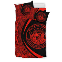 Hawaiian Map Coat Of Arms Polynesian Bedding Set - Circle Style Red - Polynesian Pride