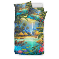 Hawaiian Living In Aboriginal Village Bedding Set - Polynesian Pride