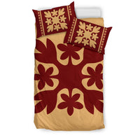 Hawaiian Quilt Pattern Palm Tree And Plumeria Bedding Set - Polynesian Pride