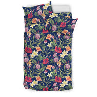 Hawaiian Tropical Hibiscus Red And Plumeria White Polynesian Bedding Set - Polynesian Pride