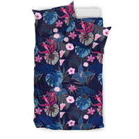 Hawaiian Tropical Palm Tree And Hibiscus Orchids Polynesian Flower Bedding Set - Polynesian Pride