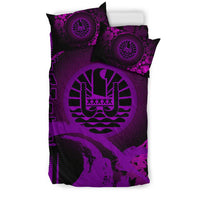 Tahiti Duvet Cover Set - Hibiscus And Wave Purple - Polynesian Pride