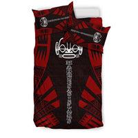 Marquesas Islands Duvet Cover Set - Polynesian Tattoo Red - Polynesian Pride
