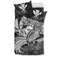 Hawaiian Map Hula Girl Hibiscus Kanaka Polynesian Bedding Set - White - Polynesian Pride