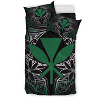 Polynesian Bedding Set - Hawaii Duvet Cover Set Green Hibiscus Coat Of Arms - Polynesian Pride