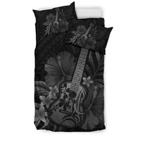 Hawaii Bedding Set - Hawaii Ukulele Flower Bedding Set - Gray - Polynesian Pride