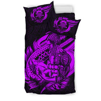 Polynesian Bedding Set - Tuvalu Duvet Cover Set Father And Son Purple - Polynesian Pride