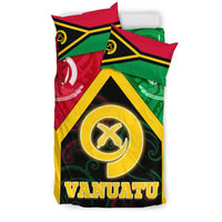 Vanuatu Polynesian Bedding Set - Vanuatu Flag and Coat Of Arms - Polynesian Pride